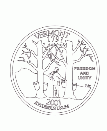 USA-Printables: Vermont State Quarter - US States Coloring Pages