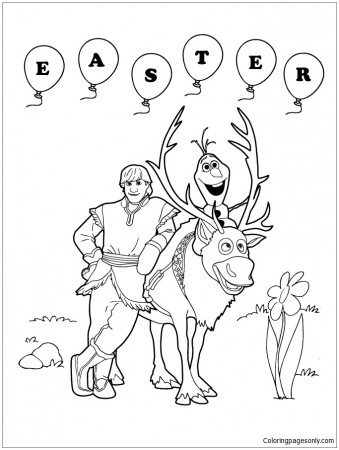 Frozen Sven Olaf And Kristoff Easter Coloring Page - Free Coloring ...
