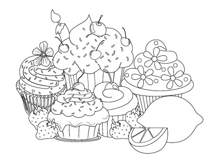 Beautiful sweet cupcake pages - Cupcakes Adult Coloring Pages