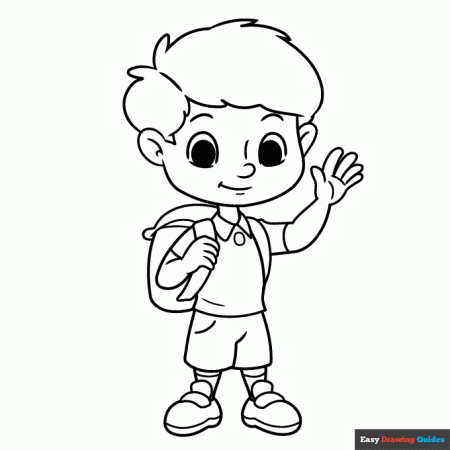 School Boy Coloring Page | Easy Drawing ...