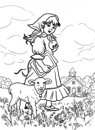 Mary Had A Little Lamb They Play At The Meadow Coloring Pages : Color Luna