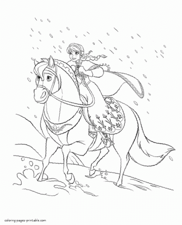 Anna ride a horse coloring page || COLORING-PAGES-PRINTABLE.COM