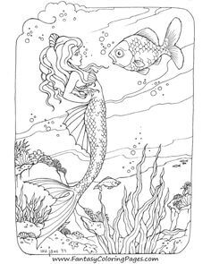 Mermaid For Adults - Coloring Pages for Kids and for Adults