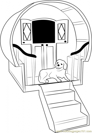 Dog House with Stairs Coloring Page for Kids - Free Dog House Printable Coloring  Pages Online for Kids - ColoringPages101.com | Coloring Pages for Kids