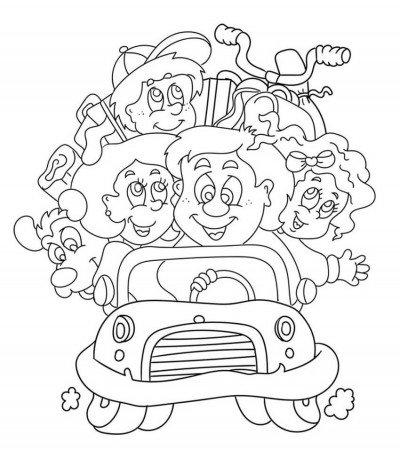 Family on Vacation Coloring Page - Free Printable Coloring Pages for Kids
