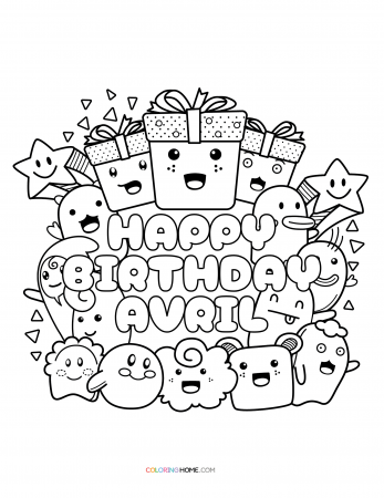 Happy Birthday Avril coloring page