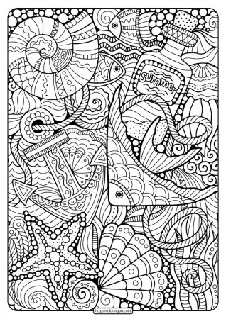 Get This Ocean Coloring Pages for Adults Free Printable Sea Themed Doodle !