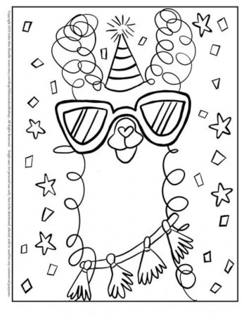 Party Lama Lama With Shades and Party Hat Doodle Printable - Etsy