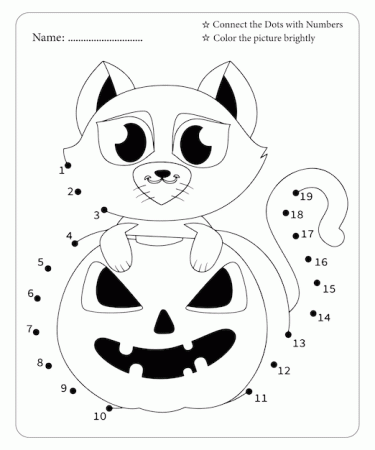 Premium Vector | Halloween dot to dot coloring page for kids premium vector