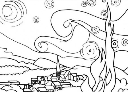Van Gogh the Starry Night in Famous Paintings Coloring Page ...