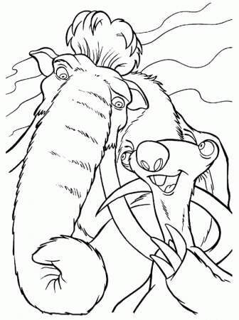 The Animals of the Ice Age Ellie Hug Eddie and Crash Coloring ...