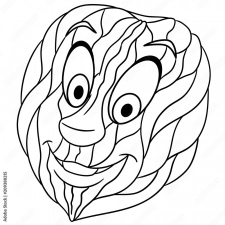 Walnut. Nut. Coloring page. Colouring picture. Coloring book. Stock Vector  | Adobe Stock