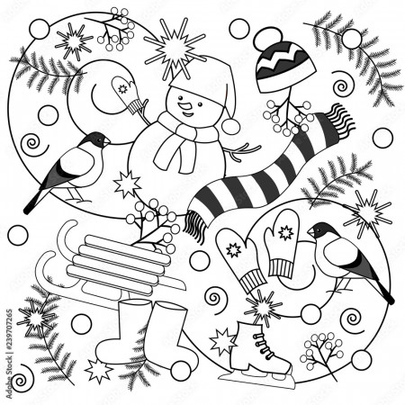 Winter coloring pages for kids and ...