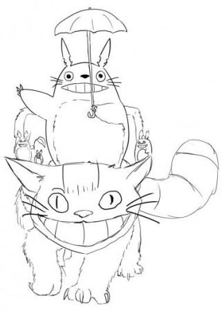 Totoro and Cat bus coloring page | Totoro art, Totoro drawing, Totoro