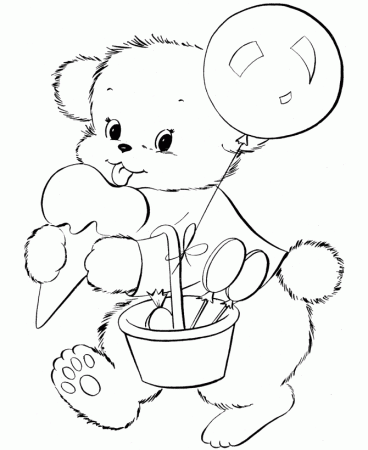 Teddy Bear Coloring Pages | Cute Birthday Teddy Bear Coloring sheet |  HonkingDonkey