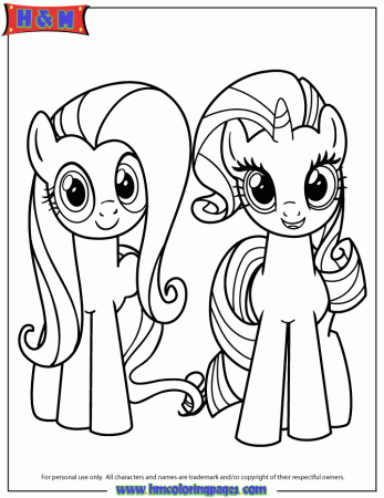 Fluttershy And Rarity Coloring Page | Free Printable Coloring Pages