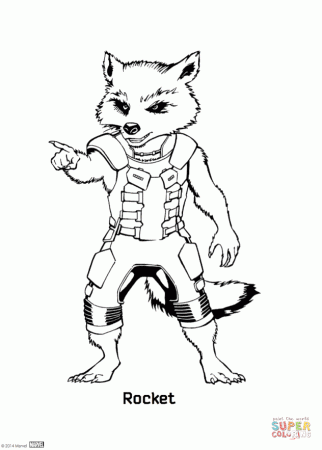 Rocket Raccoon from Guardians of the Galaxy coloring page | Free Printable Coloring  Pages
