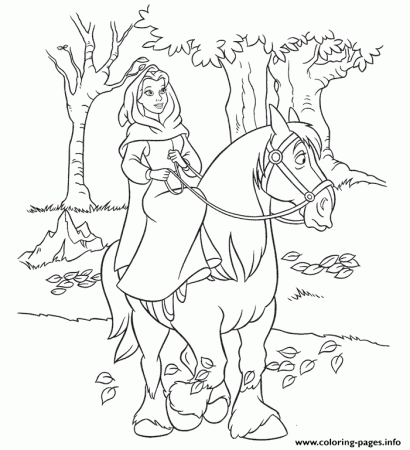 Belle Riding Her Horse Disney Princess 3547 Coloring Pages Printable