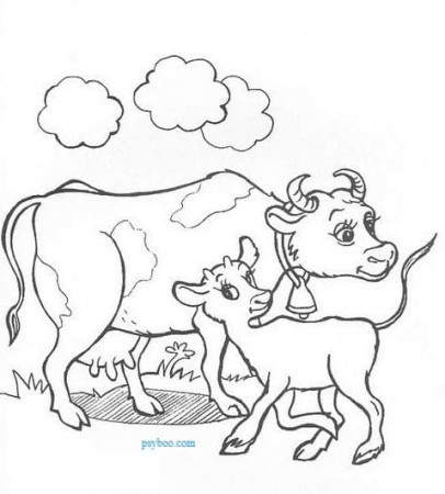 Mom Cow and Calf baby coloring page to Print ⋆ Free Coloring Books