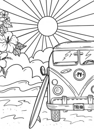 Summer Aestheics Coloring Page - Free Printable Coloring Pages for Kids
