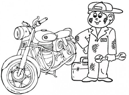 fun motorcycle mechanic coloring page for child | Coloring pages, Fun,  Mechanic