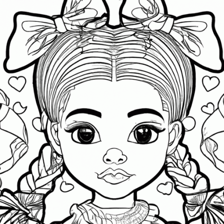 Minimalist Realistic Coloring Page African American Princess with Curly  Ponytails and Bows · Creative Fabrica