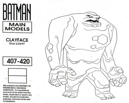 The New Batman Adventures CLAYFACE Model Sheet Studio Model Copy Bruce Timm  | eBay