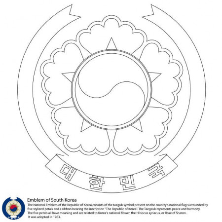 Emblem of South Korea Coloring Page - Free Printable Coloring Pages for Kids