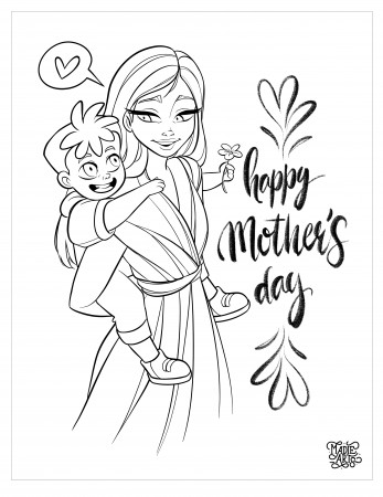 mother and daughter coloring page