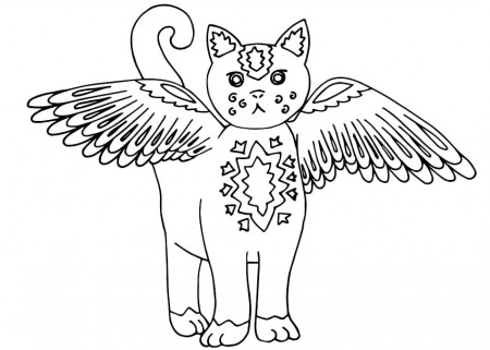 Cat with Wings Alebrijes Coloring Page - Free Printable Coloring Pages for  Kids