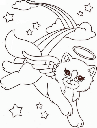Cat with wings coloring book to print and online