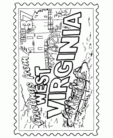 USA-Printables: West Virginia State Stamp - US States Coloring Pages