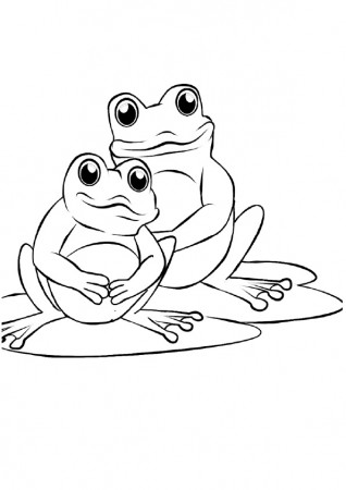 Mother And Baby Frog Coloring Page - Free Printable Coloring Pages for Kids