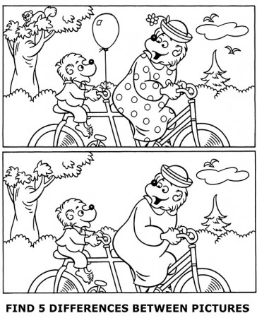 Find 5 differences between two pictures bears on bikes