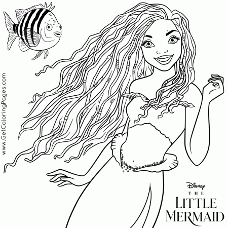 The Little Mermaid Movie Coloring Pages Ariel and Flounder - Get Coloring  Pages