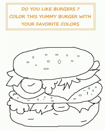Burger coloring printable page for kids
