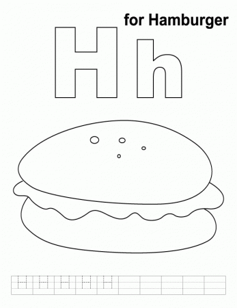 H for hamburger coloring page with handwriting practice | Download ...