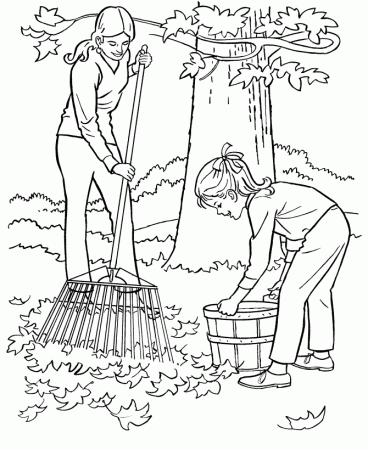 Children doing chores Colouring Pages