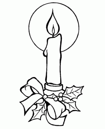 Christmas Candles Coloring pages - Christmas Candle halo and holly ...