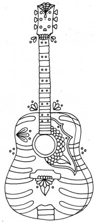 Free Printable Coloring Pages for Summer - Guitars | Digi stamps ...