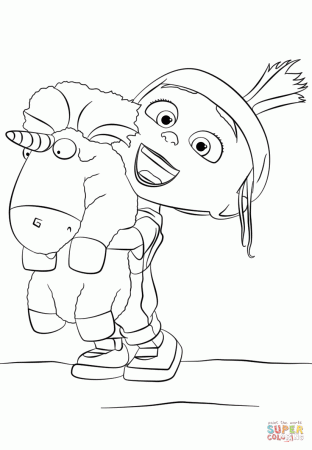 Agnes with Unicorn coloring page | Free Printable Coloring Pages