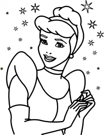 Beautiful Cinderella On Disney Princesses Coloring Page : Kids Play Color