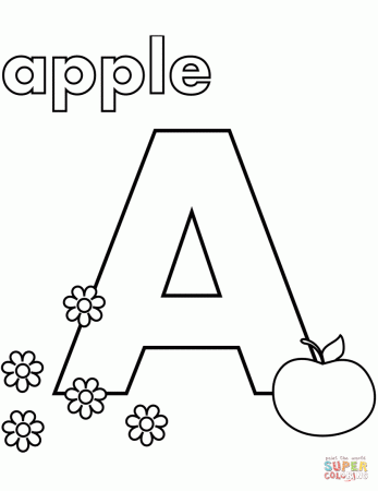 A is for Apple coloring page | Free Printable Coloring Pages