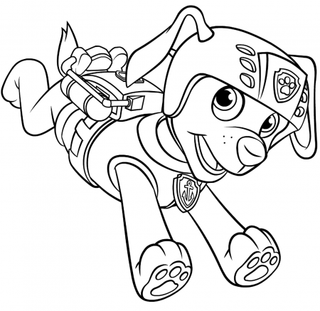 Zuma With Scuba Gear Backpack Paw Patrol Coloring Pages - Coloring Cool