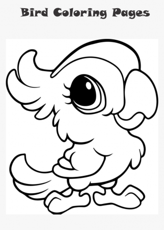 Bird Coloring Page - Cute Animal Drawings Easy, HD Png Download - kindpng