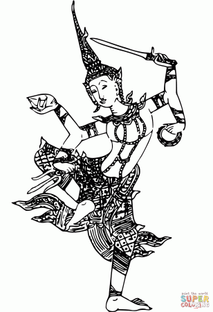 Vintage Vishnu coloring page | Free Printable Coloring Pages