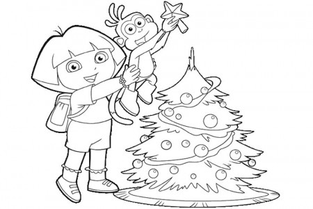 Christmas Coloring Pages Dora - CartoonRocks.com