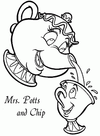 Image result for mrs potts and chip coloring page | Disney coloring pages,  Disney coloring pages printables, Cartoon coloring pages