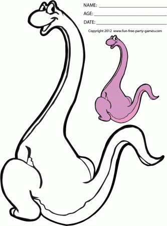 Free Dinosaur Coloring Sheets: Cartoon Dinosaur Brontosaurus ...