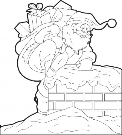 Santa Claus Climbing the Chimney ...